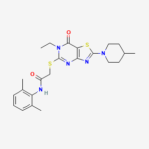 N~1~-(2,6-dimethylphenyl)-2-{[6-ethyl-2-(4-methylpiperidino)-7-oxo-6,7-dihydro[1,3]thiazolo[4,5-d]pyrimidin-5-yl]sulfanyl}acetamide