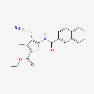 molecular formula C20H16N2O3S2 B2901113 ethyl 4-(cyanosulfanyl)-3-methyl-5-(naphthalene-2-amido)thiophene-2-carboxylate CAS No. 681159-76-2