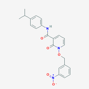 molecular formula C22H21N3O5 B2901117 1-[(3-nitrophenyl)methoxy]-2-oxo-N-[4-(propan-2-yl)phenyl]-1,2-dihydropyridine-3-carboxamide CAS No. 847464-91-9