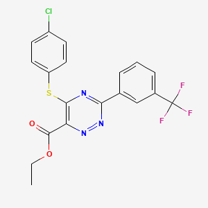 Ethyl 5-[(4-chlorophenyl)sulfanyl]-3-[3-(trifluoromethyl)phenyl]-1,2,4-triazine-6-carboxylate
