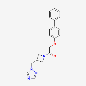 molecular formula C20H20N4O2 B2901152 1-(3-((1H-1,2,4-triazol-1-yl)methyl)azetidin-1-yl)-2-([1,1'-biphenyl]-4-yloxy)ethan-1-one CAS No. 2319838-71-4