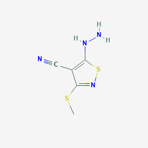 molecular formula C5H6N4S2 B2901163 5-hydrazino-3-(methylthio)isothiazole-4-carbonitrile CAS No. 29231-68-3