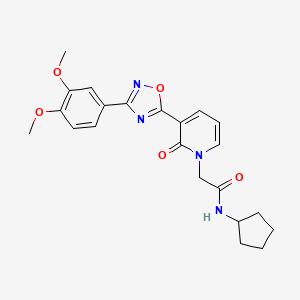 molecular formula C22H24N4O5 B2901182 N-cyclopentyl-2-{3-[3-(3,4-dimethoxyphenyl)-1,2,4-oxadiazol-5-yl]-2-oxo-1,2-dihydropyridin-1-yl}acetamide CAS No. 1358492-11-1