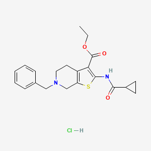 Ethyl 6-benzyl-2-(cyclopropanecarboxamido)-4,5,6,7-tetrahydrothieno[2,3-c]pyridine-3-carboxylate hydrochloride