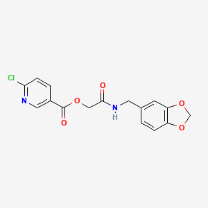 {[(2H-1,3-benzodioxol-5-yl)methyl]carbamoyl}methyl 6-chloropyridine-3-carboxylate