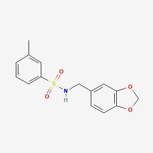 molecular formula C15H15NO4S B2901197 N-[(2H-1,3-benzodioxol-5-yl)methyl]-3-methylbenzene-1-sulfonamide CAS No. 670271-76-8