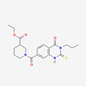 ethyl 1-(4-oxo-3-propyl-2-sulfanylidene-1H-quinazoline-7-carbonyl)piperidine-3-carboxylate