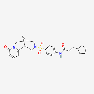 3-cyclopentyl-N-(4-((8-oxo-5,6-dihydro-1H-1,5-methanopyrido[1,2-a][1,5]diazocin-3(2H,4H,8H)-yl)sulfonyl)phenyl)propanamide