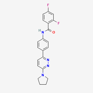molecular formula C21H18F2N4O B2901243 2,4-difluoro-N-(4-(6-(pyrrolidin-1-yl)pyridazin-3-yl)phenyl)benzamide CAS No. 941895-34-7