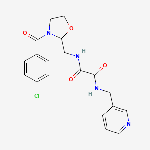 molecular formula C19H19ClN4O4 B2901261 N-{[3-(4-chlorobenzoyl)-1,3-oxazolidin-2-yl]methyl}-N'-[(pyridin-3-yl)methyl]ethanediamide CAS No. 874805-10-4