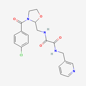 molecular formula C19H19ClN4O4 B2901261 N1-((3-(4-chlorobenzoyl)oxazolidin-2-yl)methyl)-N2-(pyridin-3-ylmethyl)oxalamide CAS No. 874805-10-4