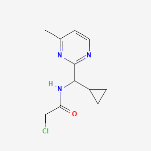 molecular formula C11H14ClN3O B2901263 2-Chloro-N-[cyclopropyl-(4-methylpyrimidin-2-yl)methyl]acetamide CAS No. 2411294-27-2
