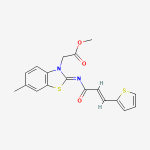 molecular formula C18H16N2O3S2 B2901268 methyl 2-((Z)-6-methyl-2-(((E)-3-(thiophen-2-yl)acryloyl)imino)benzo[d]thiazol-3(2H)-yl)acetate CAS No. 897616-92-1