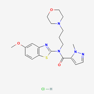 molecular formula C20H26ClN5O3S B2901272 N-(5-methoxybenzo[d]thiazol-2-yl)-1-methyl-N-(3-morpholinopropyl)-1H-pyrazole-5-carboxamide hydrochloride CAS No. 1189949-89-0