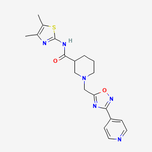 molecular formula C19H22N6O2S B2901275 N-(4,5-dimethyl-1,3-thiazol-2-yl)-1-{[3-(pyridin-4-yl)-1,2,4-oxadiazol-5-yl]methyl}piperidine-3-carboxamide CAS No. 1286728-65-1
