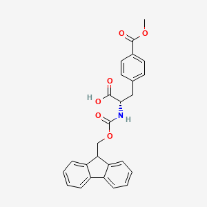 molecular formula C26H23NO6 B2901280 (2S)-2-(9H-Fluoren-9-ylmethoxycarbonylamino)-3-(4-methoxycarbonylphenyl)propanoic acid CAS No. 1334671-09-8