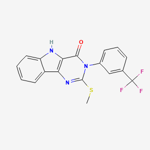 molecular formula C18H12F3N3OS B2901282 2-methylsulfanyl-3-[3-(trifluoromethyl)phenyl]-5H-pyrimido[5,4-b]indol-4-one CAS No. 536716-24-2