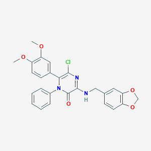 molecular formula C26H22ClN3O5 B290130 3-[(1,3-benzodioxol-5-ylmethyl)amino]-5-chloro-6-(3,4-dimethoxyphenyl)-1-phenyl-2(1H)-pyrazinone 