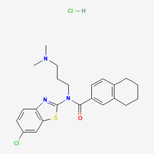 molecular formula C23H27Cl2N3OS B2901312 N-(6-CHLORO-1,3-BENZOTHIAZOL-2-YL)-N-[3-(DIMETHYLAMINO)PROPYL]-5,6,7,8-TETRAHYDRONAPHTHALENE-2-CARBOXAMIDE HYDROCHLORIDE CAS No. 1052537-07-1