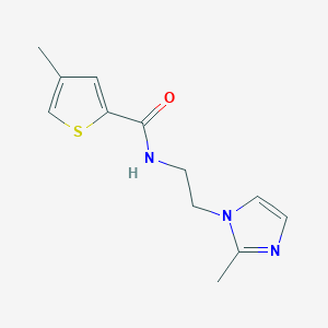 molecular formula C12H15N3OS B2901324 4-methyl-N-(2-(2-methyl-1H-imidazol-1-yl)ethyl)thiophene-2-carboxamide CAS No. 1286697-80-0