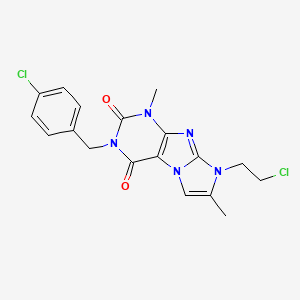 molecular formula C18H17Cl2N5O2 B2901330 3-(4-chlorobenzyl)-8-(2-chloroethyl)-1,7-dimethyl-1H-imidazo[2,1-f]purine-2,4(3H,8H)-dione CAS No. 919031-83-7