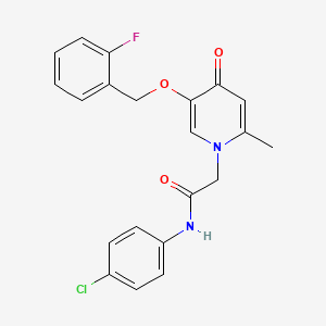 molecular formula C21H18ClFN2O3 B2901333 N-(4-chlorophenyl)-2-(5-((2-fluorobenzyl)oxy)-2-methyl-4-oxopyridin-1(4H)-yl)acetamide CAS No. 946379-67-5