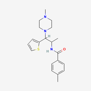4-methyl-N-(1-(4-methylpiperazin-1-yl)-1-(thiophen-2-yl)propan-2-yl)benzamide