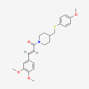 (E)-3-(3,4-dimethoxyphenyl)-1-(4-(((4-methoxyphenyl)thio)methyl)piperidin-1-yl)prop-2-en-1-one