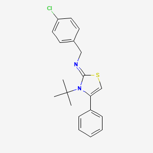 molecular formula C20H21ClN2S B2901344 N-[3-(tert-butyl)-4-phenyl-1,3-thiazol-2(3H)-yliden](4-chlorophenyl)methanamine CAS No. 866010-06-2