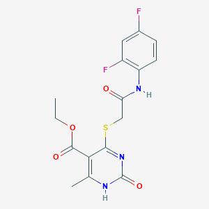molecular formula C16H15F2N3O4S B2901389 ethyl 4-({[(2,4-difluorophenyl)carbamoyl]methyl}sulfanyl)-6-methyl-2-oxo-1,2-dihydropyrimidine-5-carboxylate CAS No. 946253-10-7