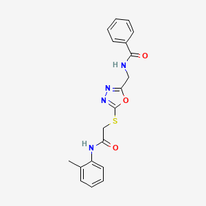 molecular formula C19H18N4O3S B2901404 N-((5-((2-oxo-2-(o-tolylamino)ethyl)thio)-1,3,4-oxadiazol-2-yl)methyl)benzamide CAS No. 904270-45-7