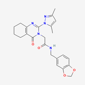 molecular formula C23H25N5O4 B2901418 N-[(2H-1,3-BENZODIOXOL-5-YL)METHYL]-2-[2-(3,5-DIMETHYL-1H-PYRAZOL-1-YL)-4-OXO-3,4,5,6,7,8-HEXAHYDROQUINAZOLIN-3-YL]ACETAMIDE CAS No. 1006859-58-0
