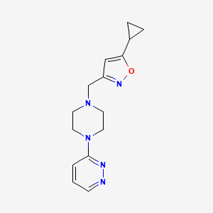 molecular formula C15H19N5O B2901437 3-{4-[(5-Cyclopropyl-1,2-oxazol-3-yl)methyl]piperazin-1-yl}pyridazine CAS No. 2415471-96-2