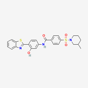 molecular formula C26H25N3O4S2 B2901471 N-(4-(benzo[d]thiazol-2-yl)-3-hydroxyphenyl)-4-((3-methylpiperidin-1-yl)sulfonyl)benzamide CAS No. 683261-34-9