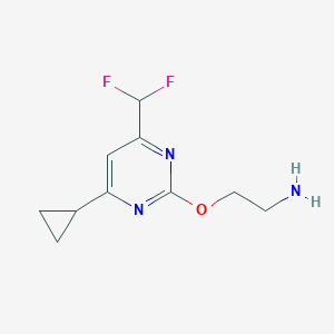 molecular formula C10H13F2N3O B2901481 2-((4-Cyclopropyl-6-(difluoromethyl)pyrimidin-2-yl)oxy)ethanamine CAS No. 1160246-47-8