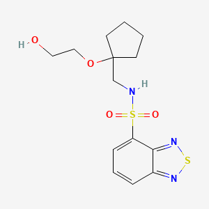 molecular formula C14H19N3O4S2 B2901528 N-((1-(2-hydroxyethoxy)cyclopentyl)methyl)benzo[c][1,2,5]thiadiazole-4-sulfonamide CAS No. 2192745-05-2