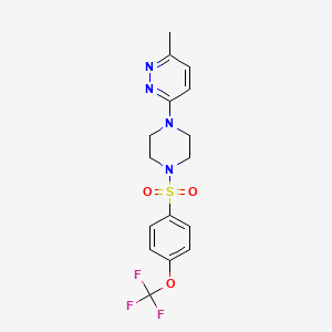 molecular formula C16H17F3N4O3S B2901532 3-methyl-6-{4-[4-(trifluoromethoxy)benzenesulfonyl]piperazin-1-yl}pyridazine CAS No. 1171632-50-0