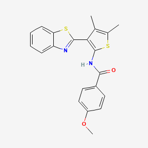 molecular formula C21H18N2O2S2 B2901533 N-[3-(1,3-benzothiazol-2-yl)-4,5-dimethylthiophen-2-yl]-4-methoxybenzamide CAS No. 886958-92-5