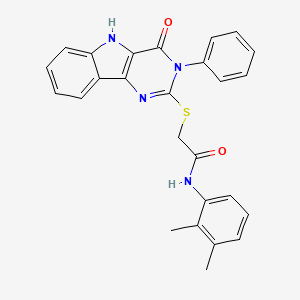 molecular formula C26H22N4O2S B2901541 N-(2,3-dimethylphenyl)-2-({4-oxo-3-phenyl-3H,4H,5H-pyrimido[5,4-b]indol-2-yl}sulfanyl)acetamide CAS No. 536703-63-6