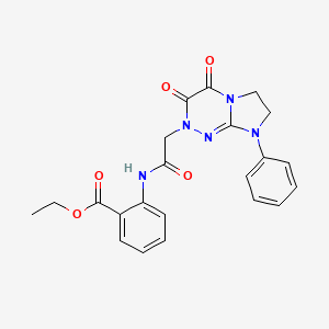molecular formula C22H21N5O5 B2901548 ethyl 2-(2-(3,4-dioxo-8-phenyl-3,4,7,8-tetrahydroimidazo[2,1-c][1,2,4]triazin-2(6H)-yl)acetamido)benzoate CAS No. 941917-04-0