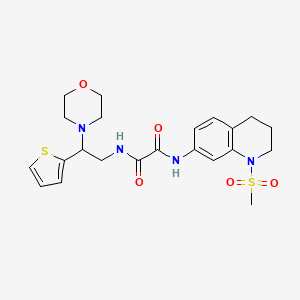 molecular formula C22H28N4O5S2 B2901552 N-(1-methanesulfonyl-1,2,3,4-tetrahydroquinolin-7-yl)-N'-[2-(morpholin-4-yl)-2-(thiophen-2-yl)ethyl]ethanediamide CAS No. 1251564-79-0