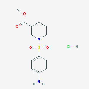molecular formula C13H19ClN2O4S B2901558 Methyl 1-[(4-aminophenyl)sulfonyl]piperidine-3-carboxylate hydrochloride CAS No. 1052549-99-1