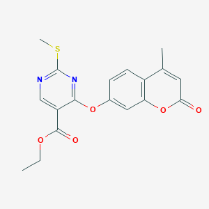 molecular formula C18H16N2O5S B290156 ethyl 4-[(4-methyl-2-oxo-2H-chromen-7-yl)oxy]-2-(methylsulfanyl)pyrimidine-5-carboxylate 