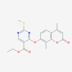 molecular formula C19H18N2O5S B290157 ethyl 4-[(4,8-dimethyl-2-oxo-2H-chromen-7-yl)oxy]-2-(methylsulfanyl)pyrimidine-5-carboxylate 