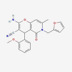 2-amino-6-(furan-2-ylmethyl)-4-(2-methoxyphenyl)-7-methyl-5-oxo-5,6-dihydro-4H-pyrano[3,2-c]pyridine-3-carbonitrile