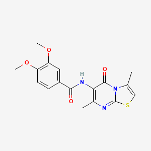 molecular formula C17H17N3O4S B2901615 N-{3,7-dimethyl-5-oxo-5H-[1,3]thiazolo[3,2-a]pyrimidin-6-yl}-3,4-dimethoxybenzamide CAS No. 946250-25-5