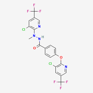 molecular formula C20H12Cl2F6N4O2 B2901640 N'-[3-chloro-5-(trifluoromethyl)pyridin-2-yl]-4-{[3-chloro-5-(trifluoromethyl)pyridin-2-yl]oxy}-N'-methylbenzohydrazide CAS No. 1023495-13-7