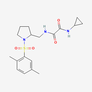 molecular formula C18H25N3O4S B2901737 N-cyclopropyl-N'-{[1-(2,5-dimethylbenzenesulfonyl)pyrrolidin-2-yl]methyl}ethanediamide CAS No. 896289-68-2