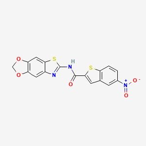 molecular formula C17H9N3O5S2 B2901794 N-{4,6-dioxa-10-thia-12-azatricyclo[7.3.0.0^{3,7}]dodeca-1(9),2,7,11-tetraen-11-yl}-5-nitro-1-benzothiophene-2-carboxamide CAS No. 892842-33-0