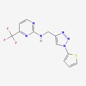 molecular formula C12H9F3N6S B2901824 N-{[1-(thiophen-2-yl)-1H-1,2,3-triazol-4-yl]methyl}-4-(trifluoromethyl)pyrimidin-2-amine CAS No. 2380183-56-0
